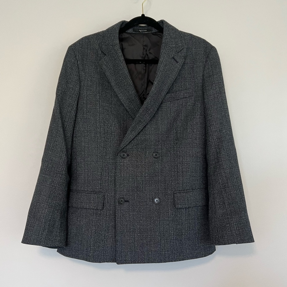 CLUB MONACO Men's Dark Gray Wool Blend Grant Fit Double Button Pea Coat Size 40